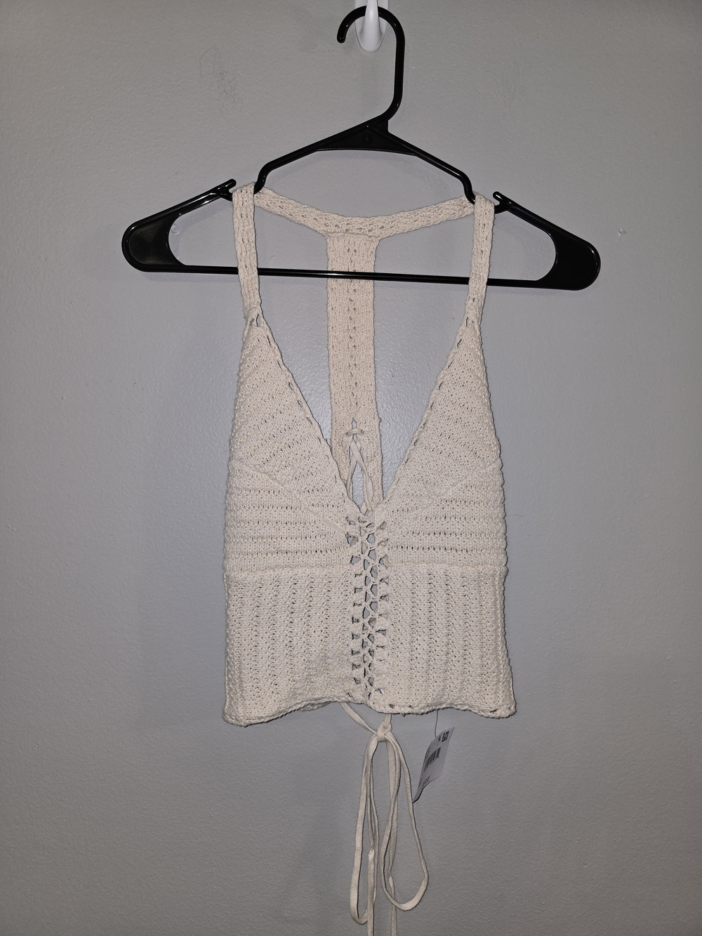 The Summer I Turned Pretty Crochet V-Neck Crop Top in Cream - Picture 3 of 10